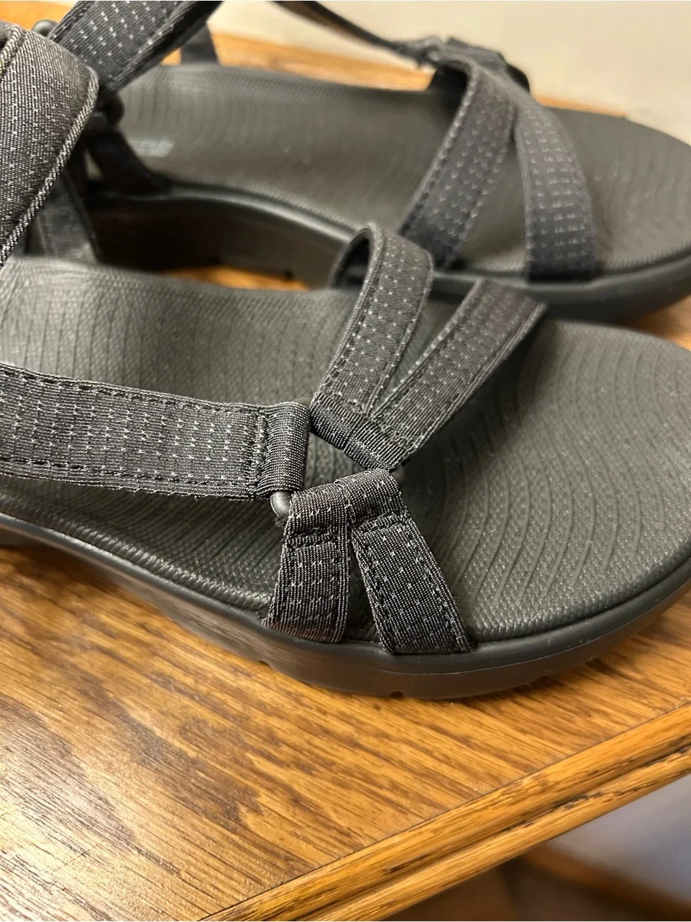 Skechers Black Goga Mat Strappy Sport Sandals